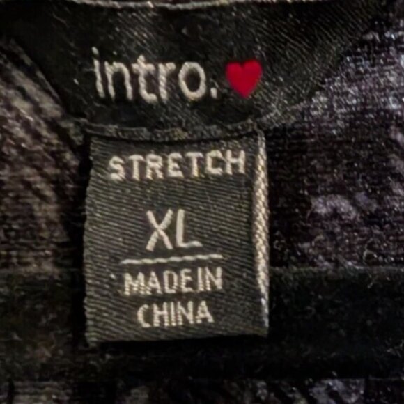 Intro Womens Size XL Long Sleeve Velour Hi/Lo Blouse Gray/Black - Picture 4 of 6